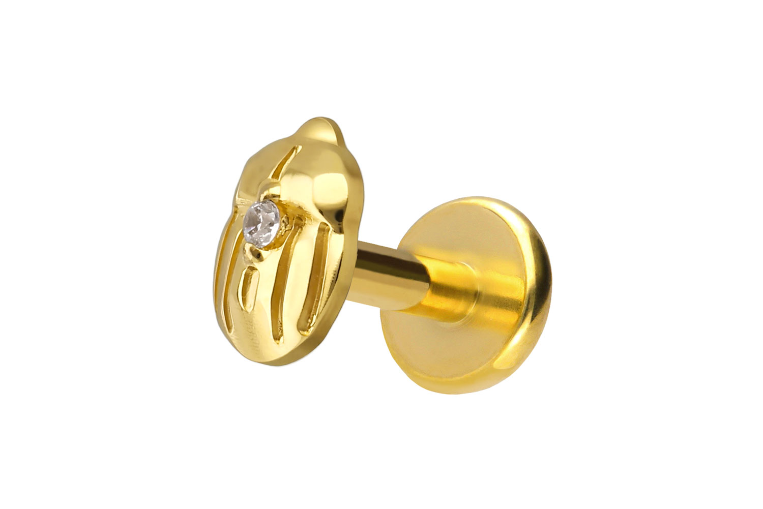 Titan Labret Piercing mit Push Fit SKARABÄUS